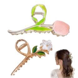 Clips Großes Metall Haarkrallen Haarklammern nicht Klammern Blütenhaarklemme Kopfschmuck Accessoires für Frauen 2pcs + Lilie von dsbdrki