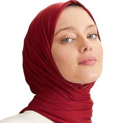 Premium Jersey Turban Kopftuch Schal Wrap Instant Hijab Für Damen | Instant Hijab | Schal Cap für Frauen Hijab Muslim (Burgundisch) von dscarf