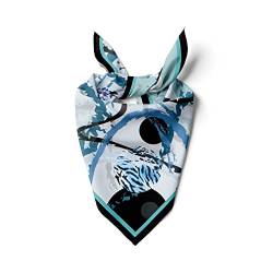 dscarf Damen-Halstuch 55cm x 55cm Square Unisex Stirnband Schal Bandana Hals Kopftuch Atmungsaktiv (Blaues Design 1) von dscarf