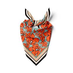 dscarf Damen-Halstuch 55cm x 55cm Square Unisex Stirnband Schal Bandana Hals Kopftuch Atmungsaktiv (Blühendes Design 4) von dscarf