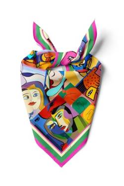 dscarf Damen-Halstuch 55cm x 55cm Square Unisex Stirnband Schal Bandana Hals Kopftuch Atmungsaktiv (Menschliches Design 2) von dscarf