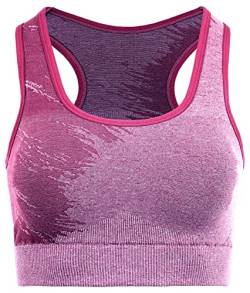 duParc Women's Active Wear BH, Racerback, schnell trocknend, Melange-Effekt, herausnehmbare Cups Sports Bra, Rot, M von duParc