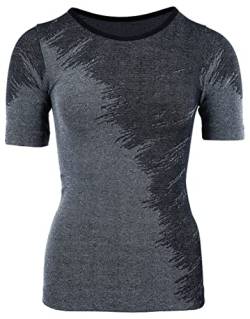 duParc Women's Active Wear Sportshirt, nahtlos, schnell trocknend, Melange-Effekt Yoga Shirt, Grau, Large von duParc