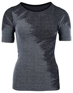 duParc Women's Active Wear Sportshirt, nahtlos, schnell trocknend, Melange-Effekt Yoga Shirt, Grau, Medium von duParc