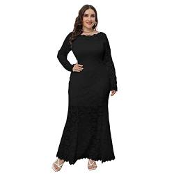 dubuto Plus Size Damen Hohle Spitze Meerjungfrau Kleid Damen Spitzenkleid Brautjungfer Elegant Party Cocktailkleid von dubuto