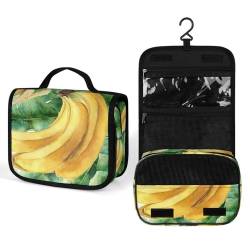 Make-up-Tasche, personalisierte Kosmetiktasche für Damen, Cartoon-Kunst-Banane, 22.5(fold)/41(unfold)L x 7W x 18.5H cm, Kulturbeutel von ducanll