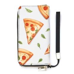 ducanll Damen-Geldbörse mit mehreren Kartenfächern und Handyfach, Cartoon-Pizza-Muster, 20cm length, 10.5cm width, 2.1cm thickness von ducanll