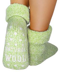 dunaro 1 Paar ABS Anti Rutsch Socken Wollsocken Stoppersocken Noppensocken Damen & Herren (1 Paar / 35-38 grün) von dunaro