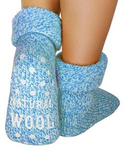 dunaro 1 Paar ABS Anti Rutsch Socken Wollsocken Stoppersocken Noppensocken Damen & Herren (1 Paar / 39-42 blau) von dunaro