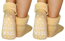 dunaro 2 Paar ABS Anti Rutsch Socken Wollsocken Stoppersocken Noppensocken Damen & Herren (2 Paar / 35-38 gelb) von dunaro