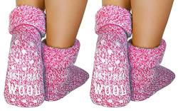 dunaro 2 Paar ABS Anti Rutsch Socken Wollsocken Stoppersocken Noppensocken Damen & Herren (2 Paar / 35-38 pink) von dunaro