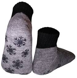 dunaro 2 Paar ABS Anti Rutsch Socken mit Alpaka Wolle Socken Stoppersocken Noppensocken Damen Herren (2 Paar / 35-38 Grau) von dunaro