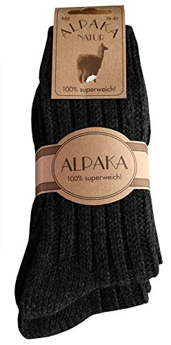 dunaro 2 Paar Alpaka Socken Wollsocken besonders kuschelig warm für Damen Herren (2 Paar / 35-38 Anthrazit) von dunaro