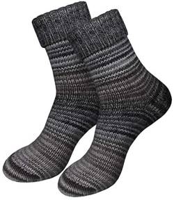 dunaro 2 Paar gestrickte Norweger-Socken Wollsocken Wintersocken kuschelig warm Damen Herren (2 Paar/ 35-38 Grau) von dunaro