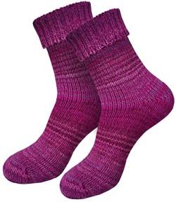 dunaro 2 Paar gestrickte Norweger-Socken Wollsocken Wintersocken kuschelig warm Damen Herren (2 Paar / 35-38 Lila) von dunaro