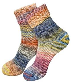 dunaro 2 Paar gestrickte Norweger-Socken Wollsocken Wintersocken kuschelig warm Damen Herren (2 Paar / 35-38 Pastell) von dunaro