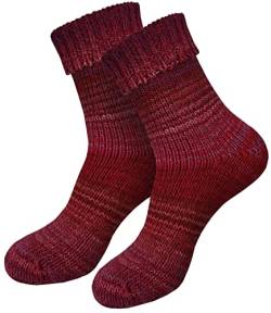 dunaro 2 Paar gestrickte Norweger-Socken Wollsocken Wintersocken kuschelig warm Damen Herren (2 Paar / 35-38 Rot) von dunaro