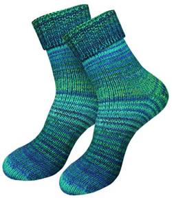 dunaro 2 Paar gestrickte Norweger-Socken Wollsocken Wintersocken kuschelig warm Damen Herren (2 Paar / 39-42 Petrol) von dunaro