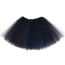 duoyif Tutu Rock Tüllrock Für Mädchen Damen Ballettrock Prinzessin Tutu Rock Kurz Tüll-Tutu-Rock 80er Jahre Tutu Rock Für Karneval Geburtstag Halloween Weihnachten Cosplay Strandparty 40cm (schwarz) von duoyif