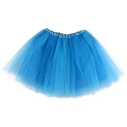 duoyif Tutu Rock Tüllrock Für Mädchen Damen Ballettrock Prinzessin Tutu Rock Kurz Tüll-Tutu-Rock 80er Jahre Tutu Rock Für Karneval Geburtstag Halloween Weihnachten Cosplay Strandparty 40cm (blau) von duoyif