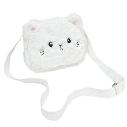 duoyif Umhängetaschen für Mädchen Kinder Plüsch Kindertasche Mädchen Handtasche Katze Umhängetasche Verstellbare Umhängetasche Klein Katze Schultertasche Weiße 19x15x5cm von duoyif