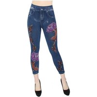 dy_mode 7/8-Jeggings Damen 7/8 Leggings Jeans Optik Capri Jeggings Sommer Jeggins mit elastischem Bund von dy_mode