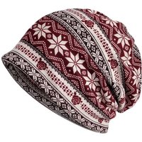 dy_mode Beanie Unisex Mütze Beanie Norwegermuster Slouch Longbeanie weich und leicht von dy_mode