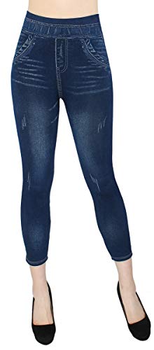 dy_mode Capri Leggings Damen 7/8 Jeggings Caprihose Sommer - 7LG510 (36-40, 7LG258-Blau) von dy_mode