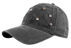 dy_mode Damen Basecap Baseball Cap Mütze Kappe mit Glitzer Nieten - K002-K011 (K011-DunkelGrau) von dy_mode