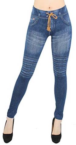 dy_mode Damen Leggings Jeggings High Waist Jeans Optik Hose - JL093 (JL371-LowWaistBlue) von dy_mode