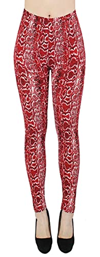 dy_mode Damen Leggings Tiermuster Leggins Tiger Zebra Print - JL144 (JL552-RedSnake) von dy_mode