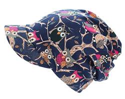 dy_mode Damen Schirmmütze Beanie Mütze mit Schirm Kappe - BM118 (BM133-BlueOwl) von dy_mode