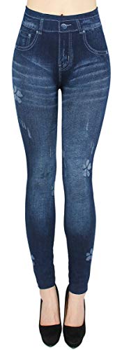 dy_mode Damen Thermo Leggings Thermojeggings mit Innenfutter - WL020 (36/38 - S/M, WL097-Dezentschick) von dy_mode