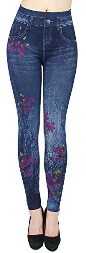 dy_mode High Waist Leggings Damen Hose Jeggings in Jeans Optik ideal für Frühjahr Sommer - OneSize Gr.36-42 - JL078 (JL0076-OneSize Gr.36-42) von dy_mode