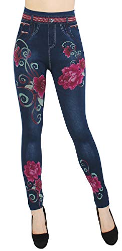 dy_mode High Waist Leggings Damen Hose Jeggings in Jeans Optik ideal für Frühjahr Sommer - OneSize Gr.36-42 - JL078 (JL0088-OneSize Gr.36-42) von dy_mode