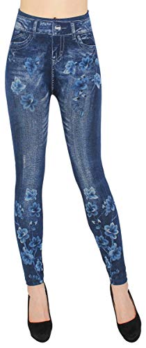 dy_mode High Waist Leggings Damen Hose Jeggings in Jeans Optik ideal zu jeder Jahreszeit - OneSize Gr.36-42 - JL078 (JL219 | Gr.36-42) von dy_mode