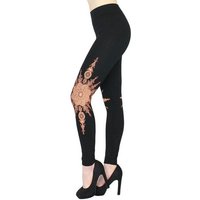 dy_mode Highwaist Leggings Damen Leggings mit Blumen Druck Mandala Muster Leggins Schwarz mit elastischem Bund von dy_mode