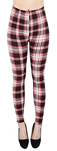 dy_mode Leggings Damen Blumen Muster Leggins bunt Gemustert - JL096 (JL546-RedWhiteKaro) von dy_mode