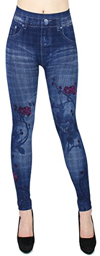 dy_mode Leggings Damen High Waist Hose Jeans Optik Jeggings ideal für Frühjahr Sommer - OneSize Gr.36-42 - JL068 (JL0069-OneSize Gr.36-40) von dy_mode