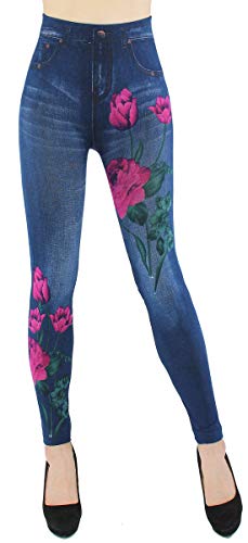 dy_mode Leggings Damen High Waist Hose Jeans Optik Jeggings ideal für Frühjahr Sommer- OneSize Gr.36-42 - JL089 (JL0086-OneSize Gr. 36-42) von dy_mode