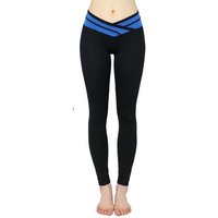 dy_mode Leggings Damen Sport Leggings Laufhose Schwarz mit farbigen Bund in V-Shape von dy_mode