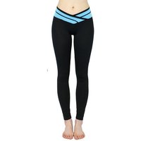 dy_mode Leggings Damen Sport Leggings Laufhose Schwarz mit farbigen Bund in V-Shape von dy_mode