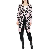 dy_mode Longstrickjacke Cardigan Damen Lang Strickcardigan Strickjacke Langarm Animal Print mit Taschen von dy_mode