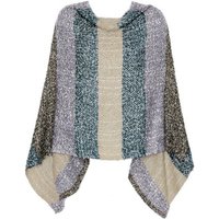 dy_mode Strickponcho Damen Cape Grobstrick Umhang Poncho Frauen Strickjacke - PJ021 Gestreift von dy_mode