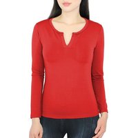 dy_mode Thermohemd Damen Thermo Langarmshirt Thermoshirt mit Innenfutter V-Kragen - LD010 Angeraute Innenseite von dy_mode