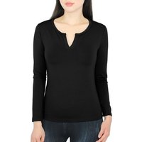 dy_mode Thermohemd Damen Thermo Langarmshirt Thermoshirt mit Innenfutter V-Kragen - LD010 Angeraute Innenseite von dy_mode