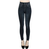 dy_mode Thermoleggings Thermo Leggings Damen Jeggings Gefüttert Hochbund Jeans-Optik Leggins Gefüttert von dy_mode