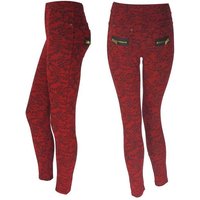 dynamic24 Treggings Damen Stretch Hose Stoffhose High Waist Röhre Skinny Leggings Jeggings schwarz rot von dynamic24