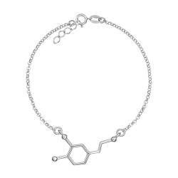 e-Crystal - 925er Sterling Silber Armband mit Dopaminmoleküls-Charm von e-Crystal