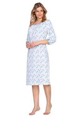 e.FEMME® Damen Nachthemd 1022 aus 100% Baumwolle, Blaurosendruck 42 von e.FEMME